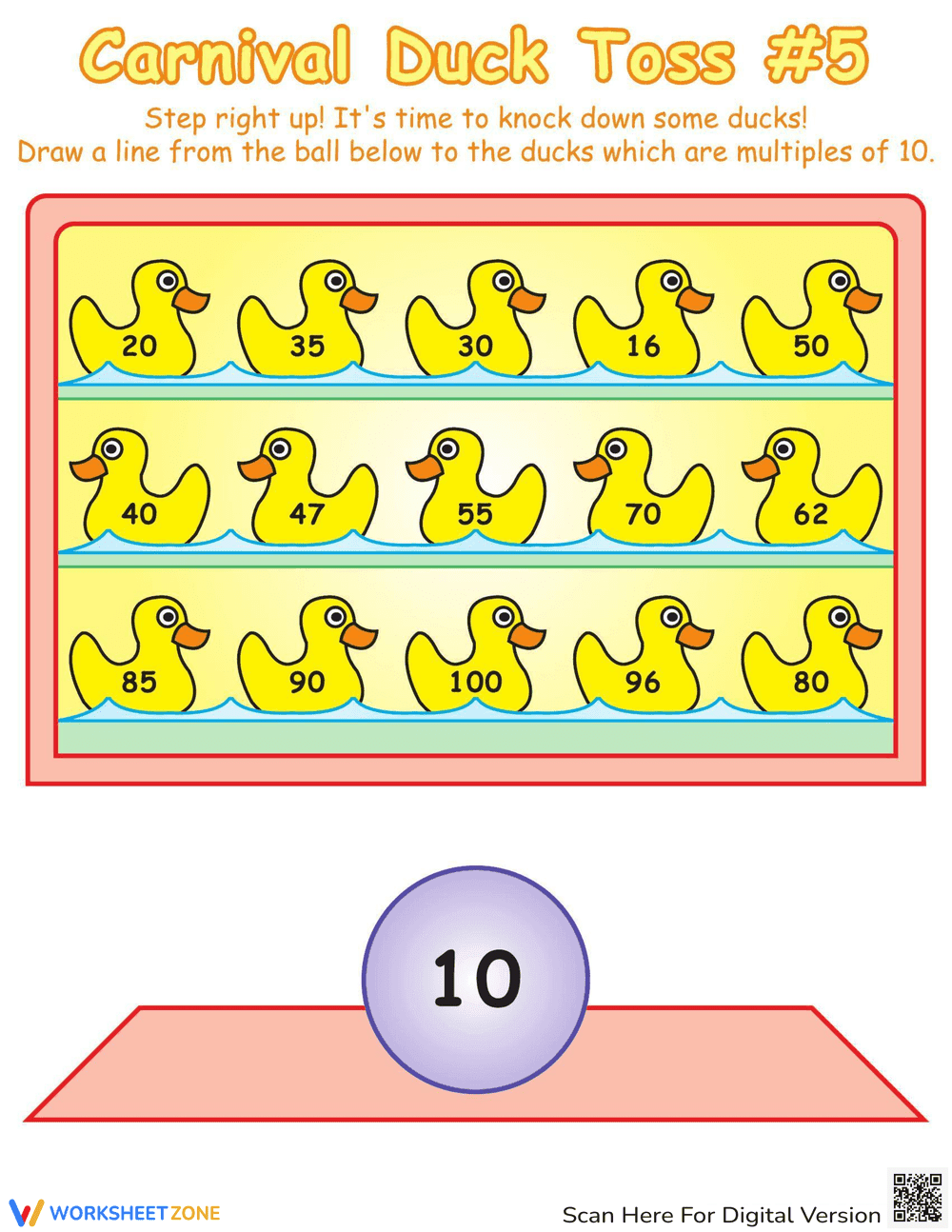 Carnival Toss Multiples Worksheet - Page 1