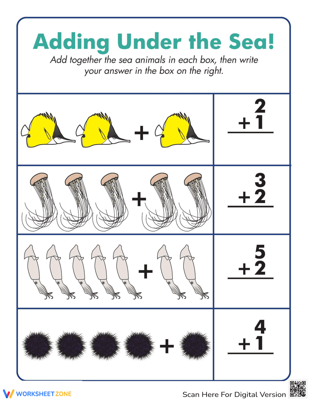 Undersea Addition: Addition Practice - Page 1