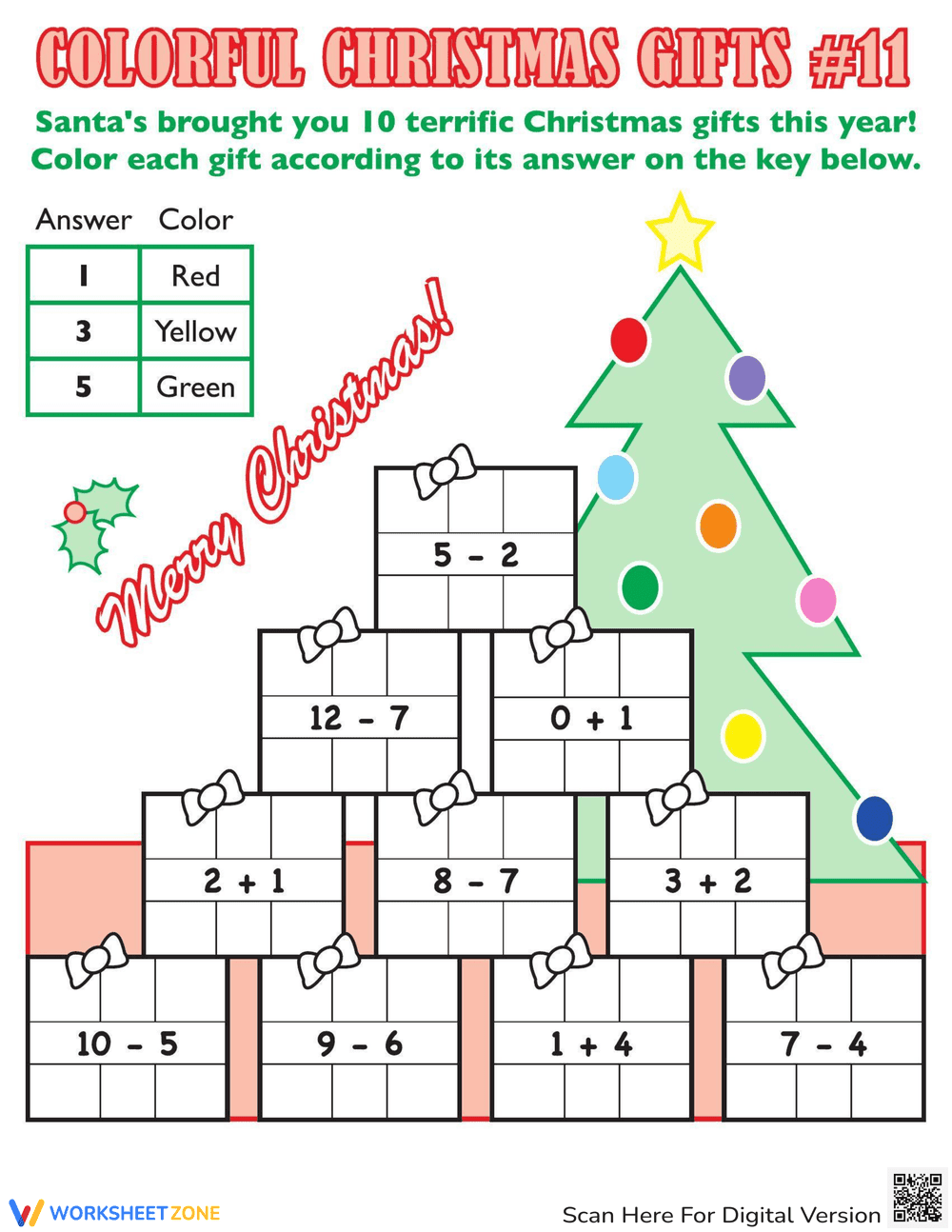 Festive Christmas Math Facts Practice - Page 1