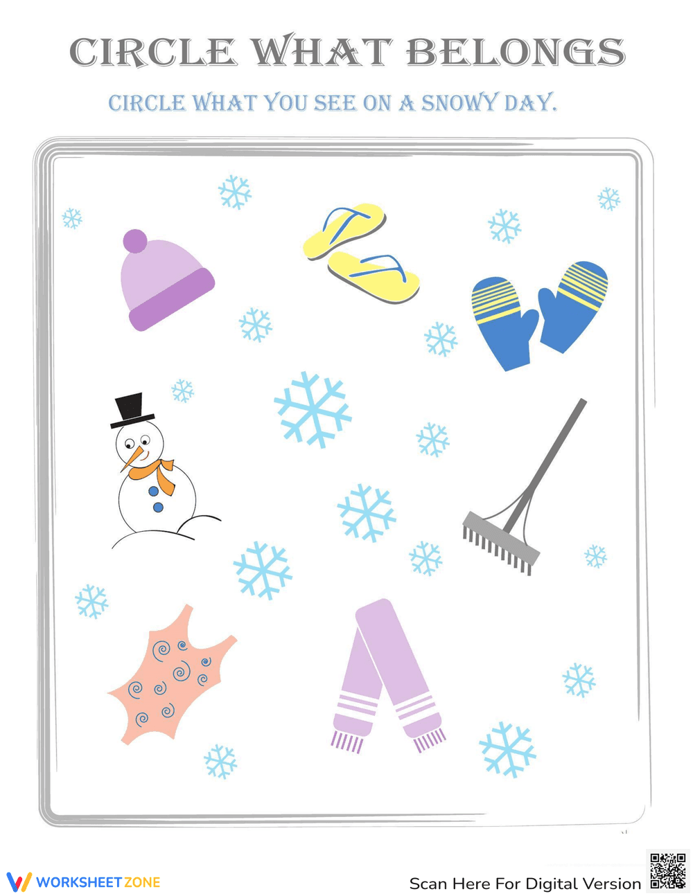 Snowy Day: Circle the Correct Object - Page 1