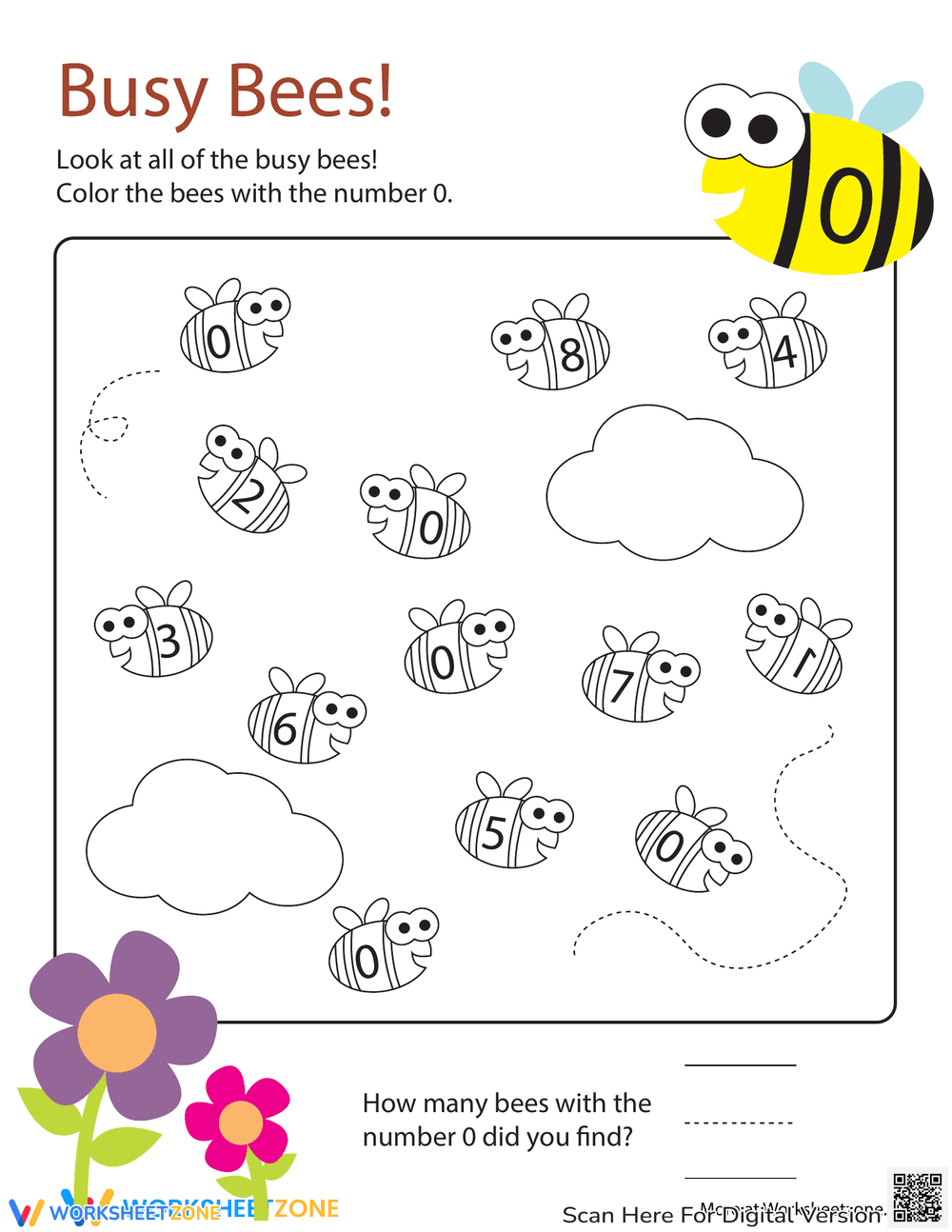 Color the Number 0 Worksheet - Page 1