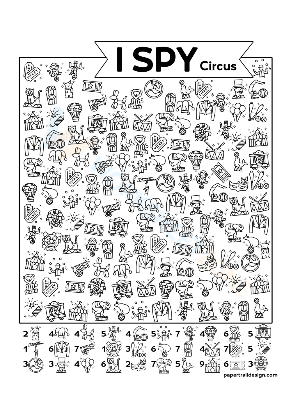 I Spy Circus Counting Worksheet | Grade 1-5 Essential - Page 1