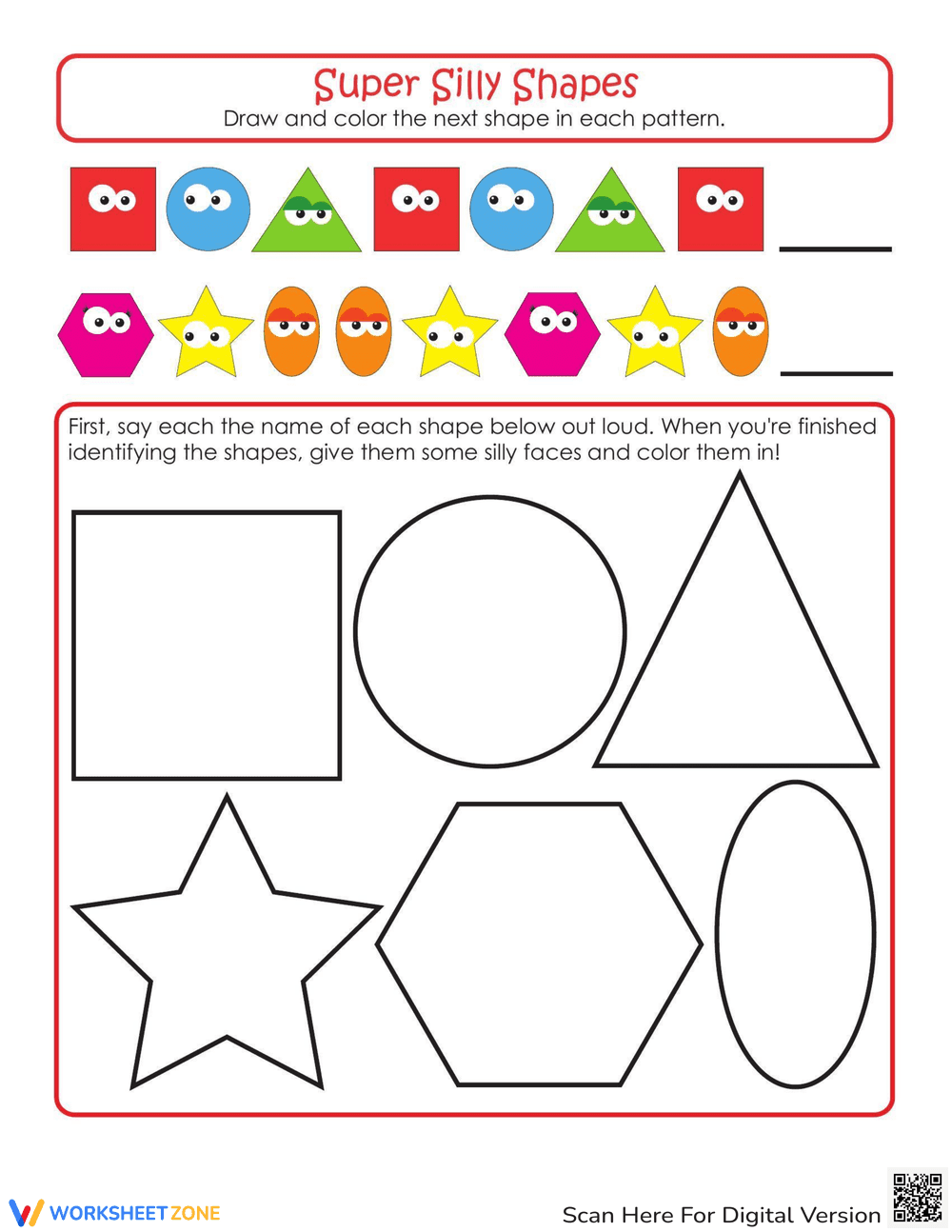 Identify Super Shapes Pattern Worksheet - Page 1