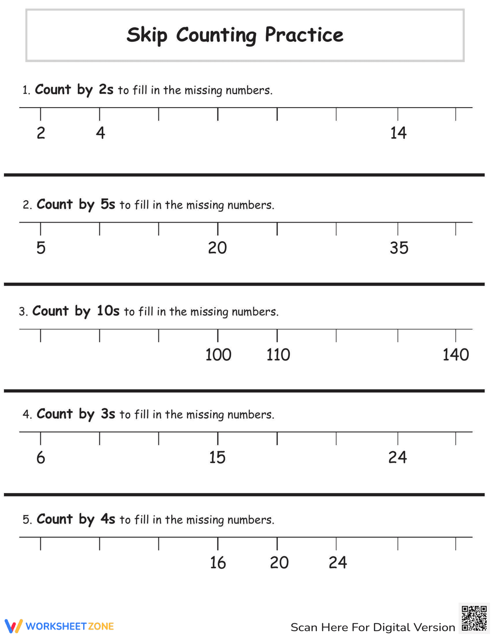 Enhance Skip Counting Practice Worksheet - Page 1