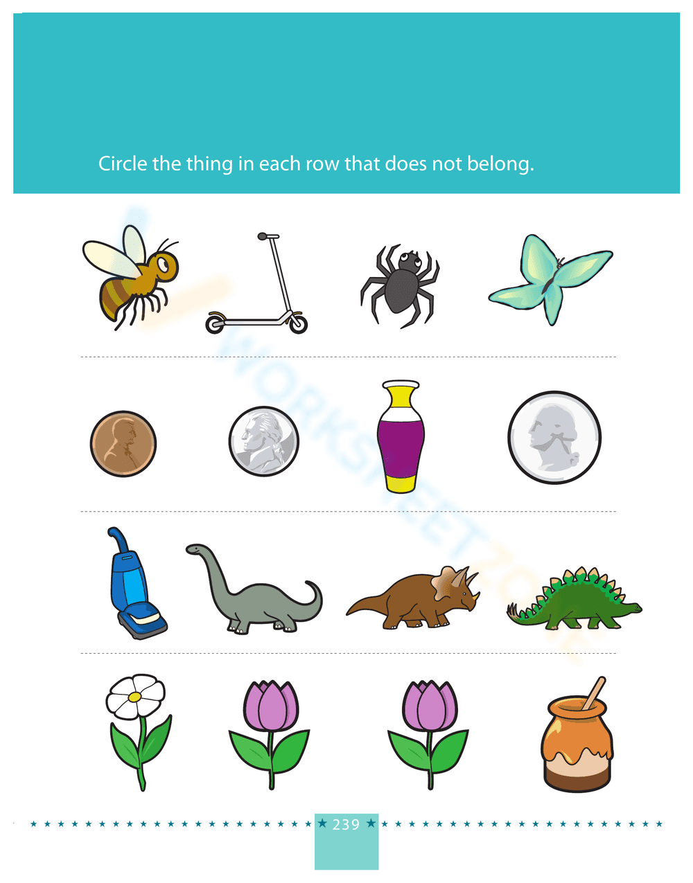 Find the Different Item: Pattern Recognition Worksheet - Page 1