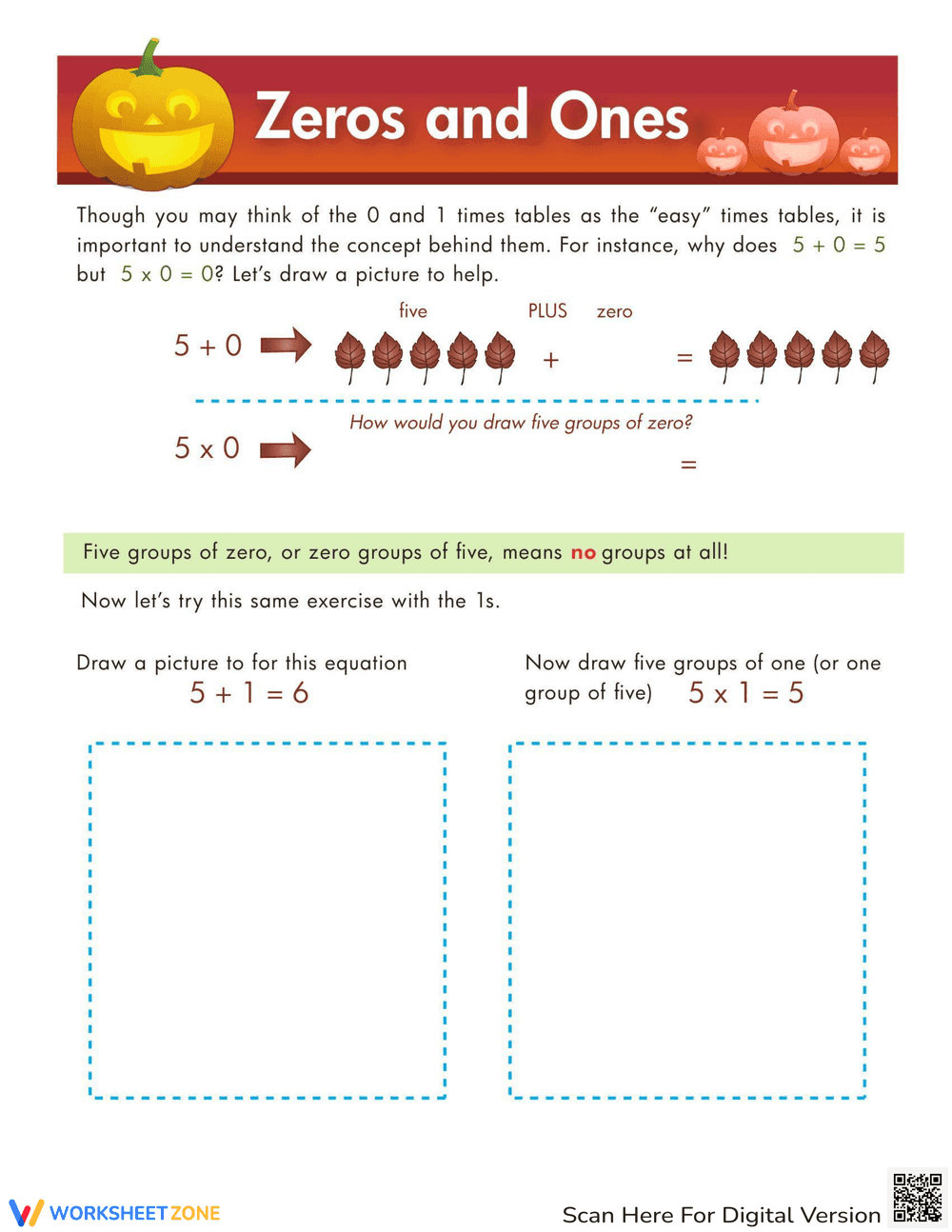 Learn Multiplying Zeros and Ones - Page 1