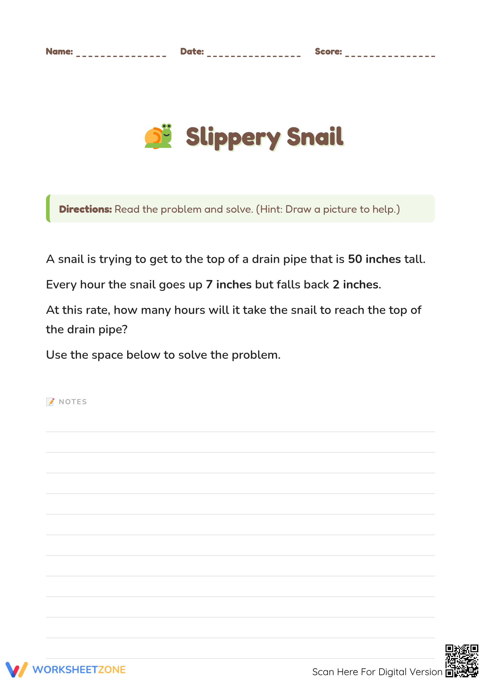 Printable Slippery Snail Math Brainteaser | Grade 3 Aligned - Page 1