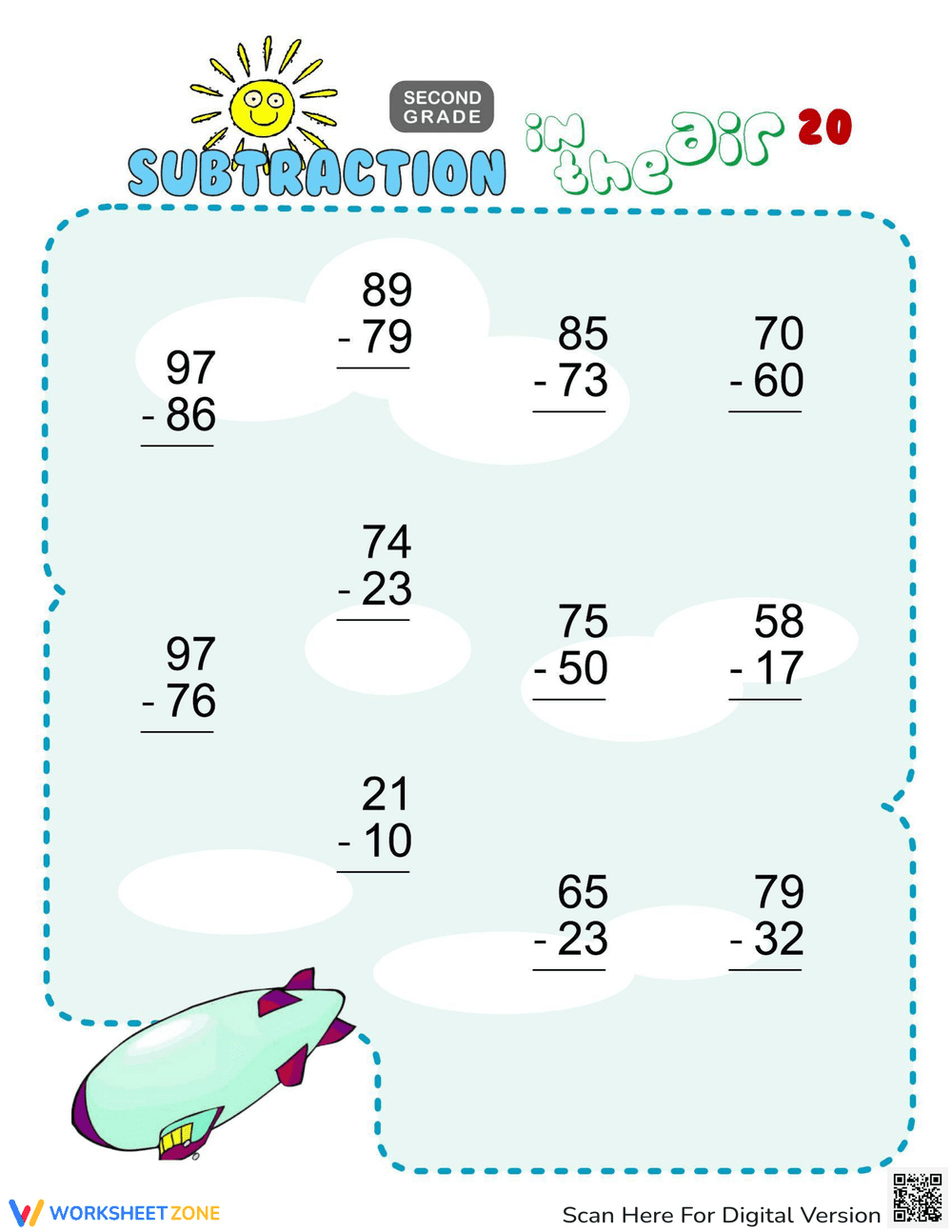 Subtraction Air Practice - Page 1