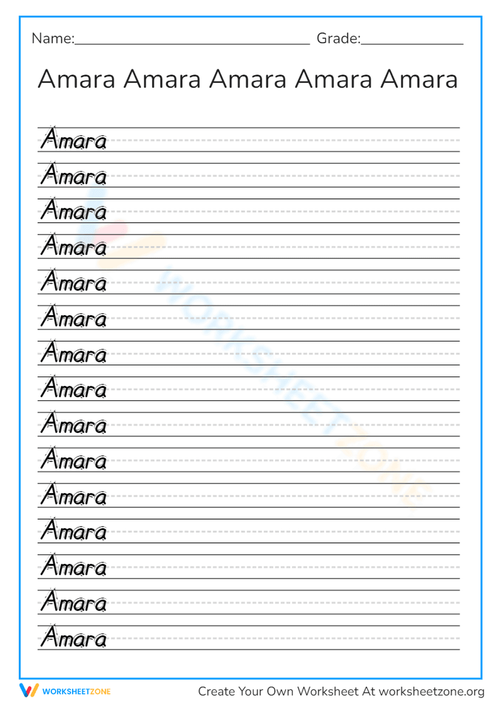Practice Name Tracing Worksheet - Page 1