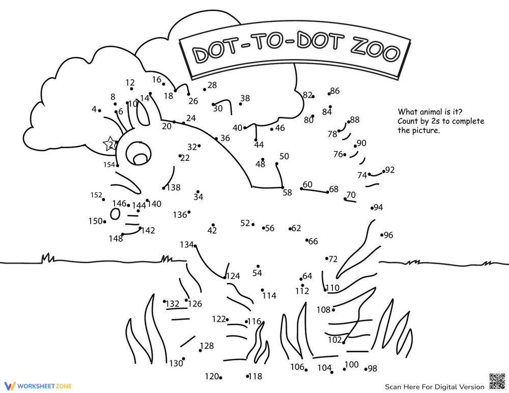 Dot-to-Dot Zoo: Zebra - Page 1
