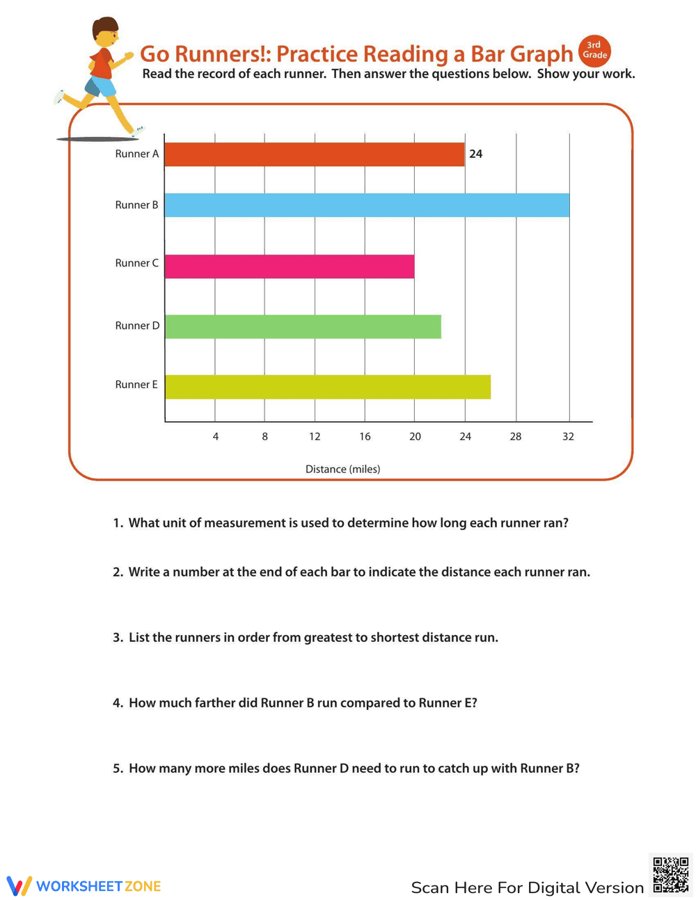 Reading a Bar Graph: Runners - Page 1