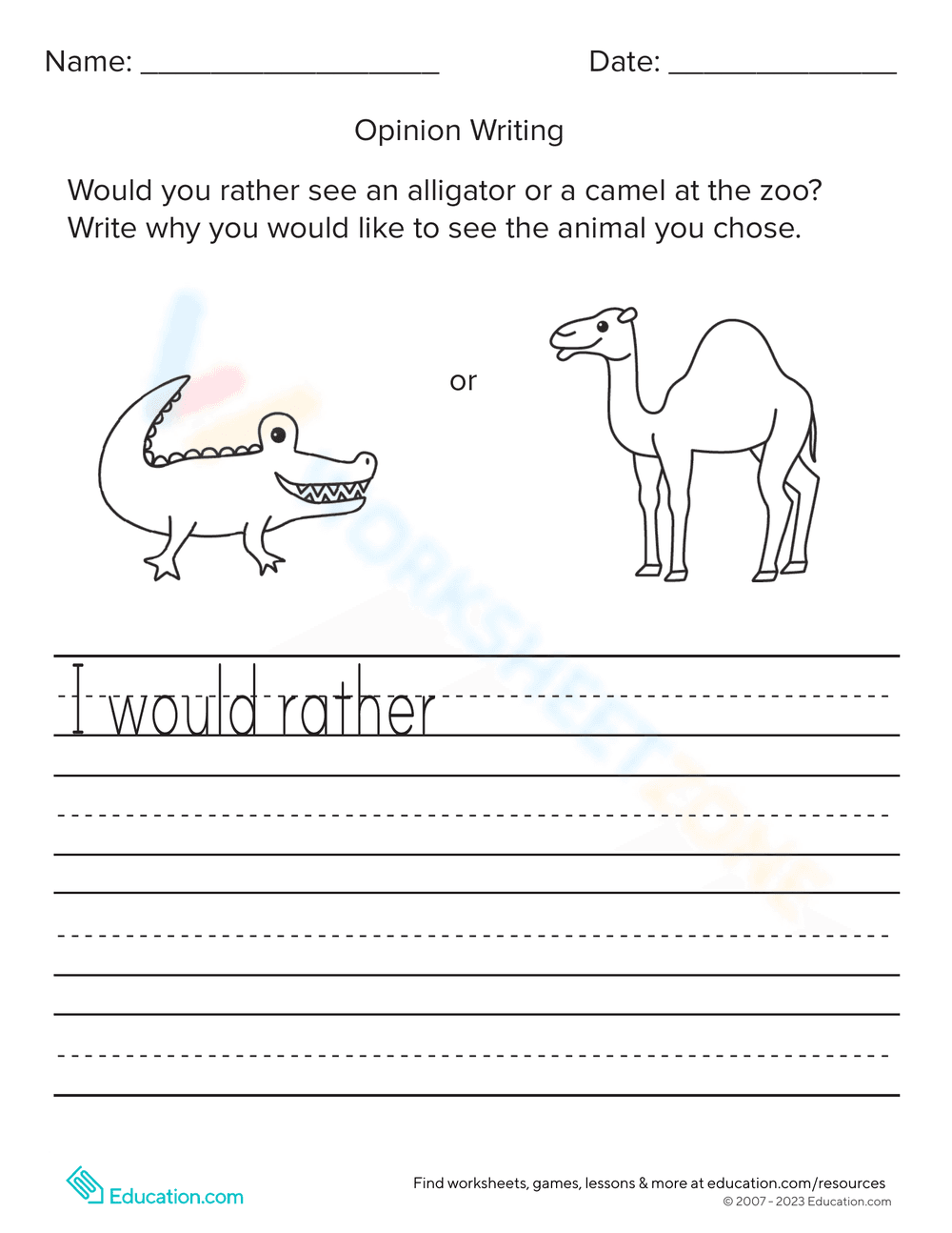Would You Rather: Alligator or Camel? Fun Preferences Activity - Page 1