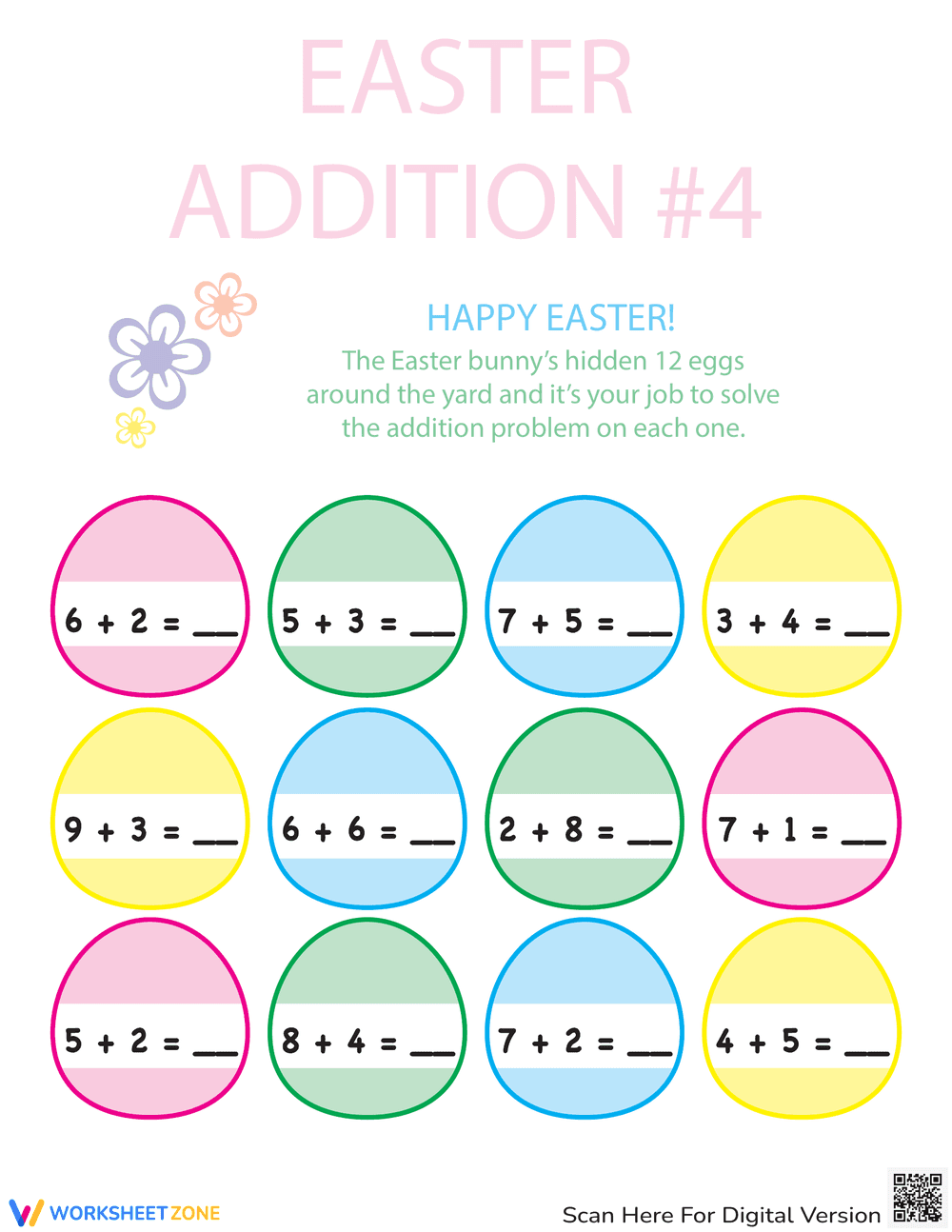 Easter Addition Worksheet: Fun Math Practice - Page 1