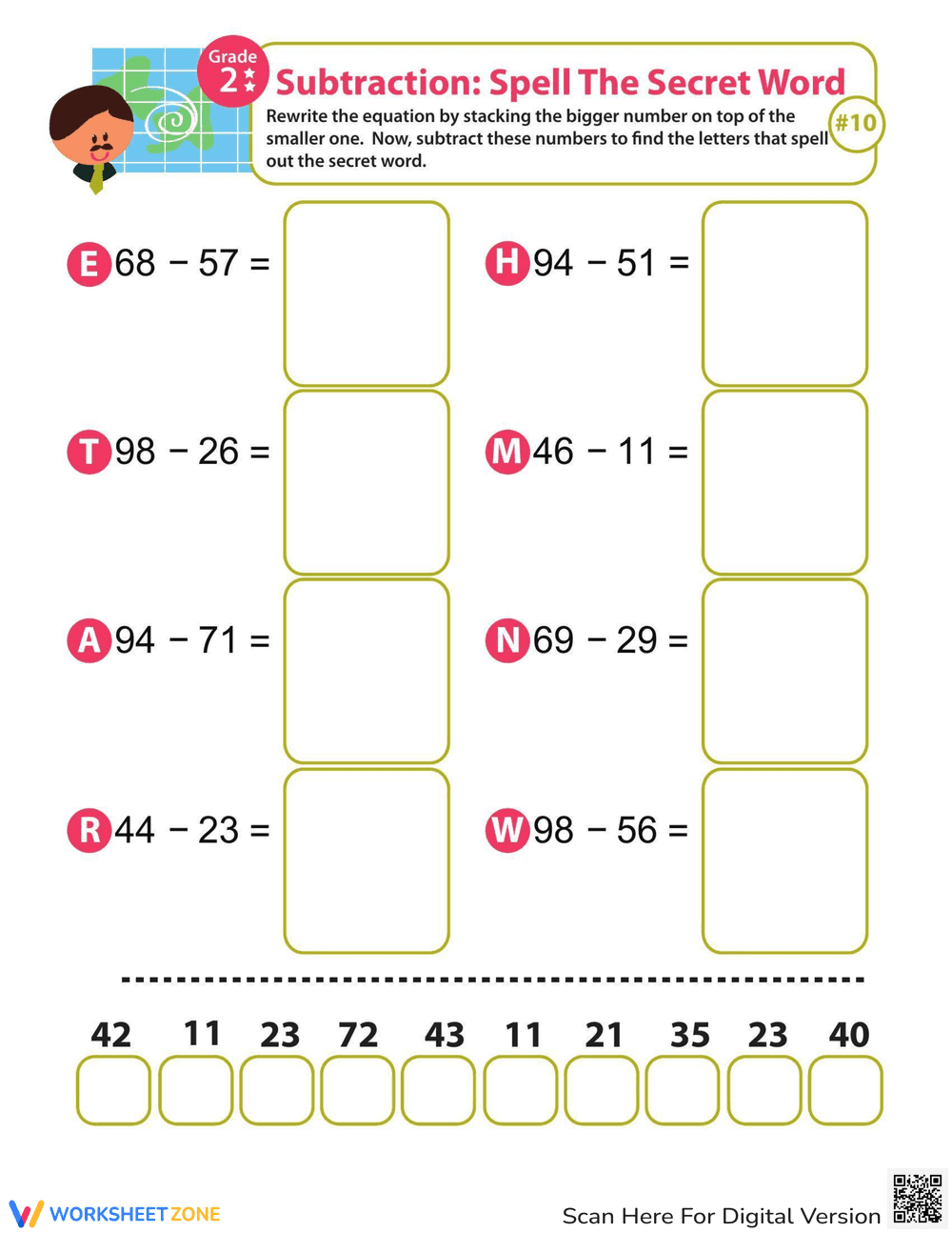 Secret Word Subtraction Fun - Page 1