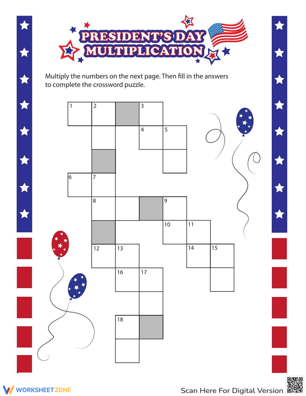 Number Crossword: President's Day - Page 1