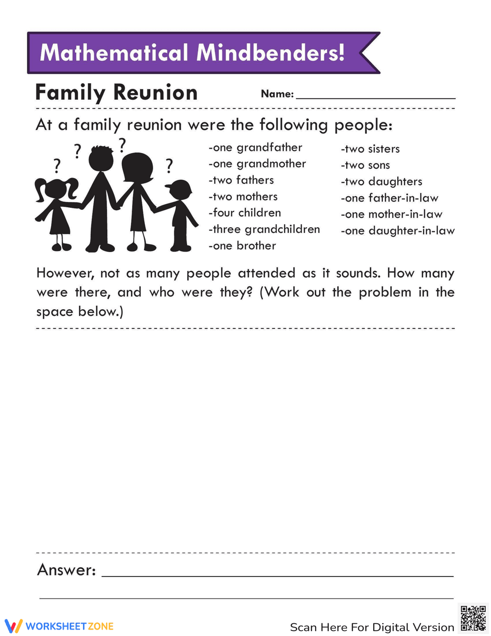 Solve the Family Riddle Worksheet - Page 1