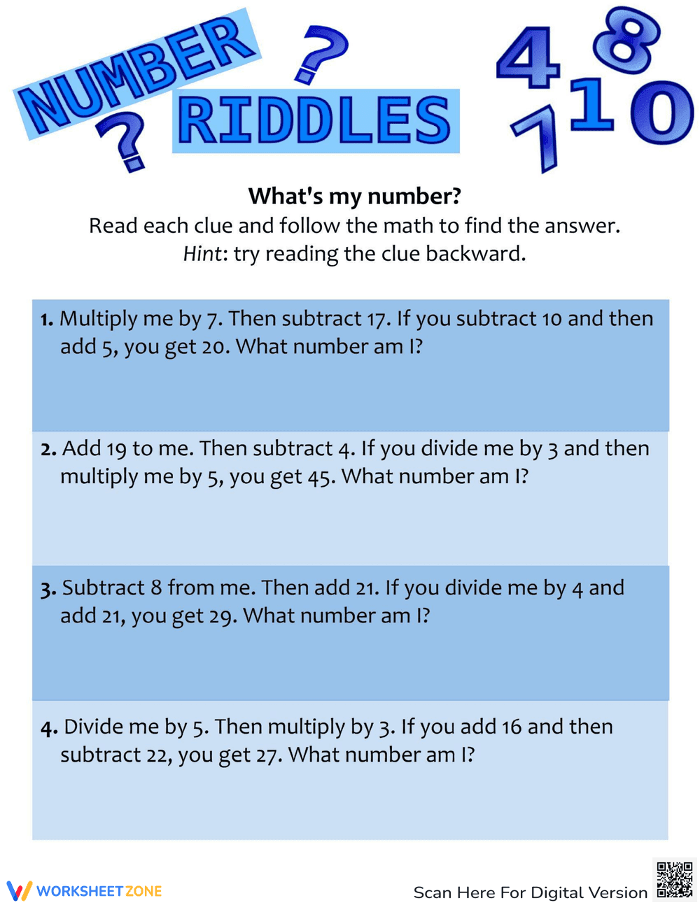 Guess My Number Worksheet - Page 1