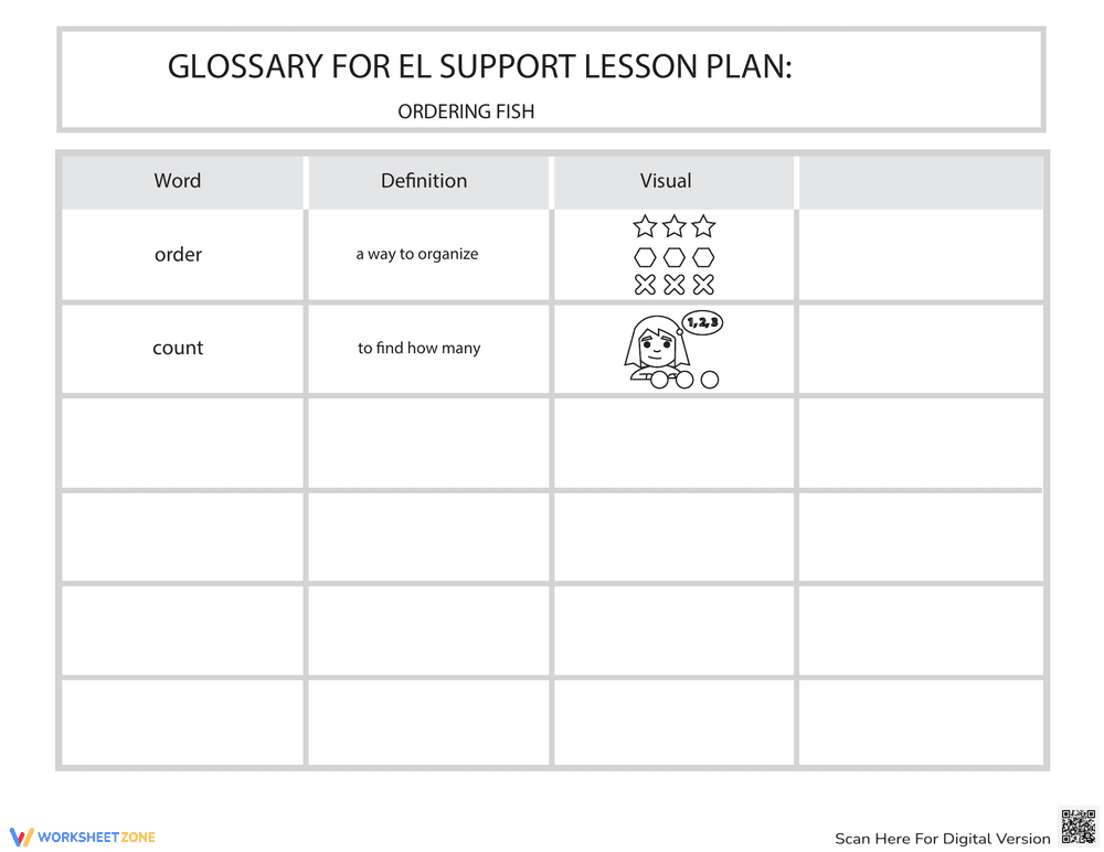 Glossary Ordering: Fish Vocabulary Builder - Page 1