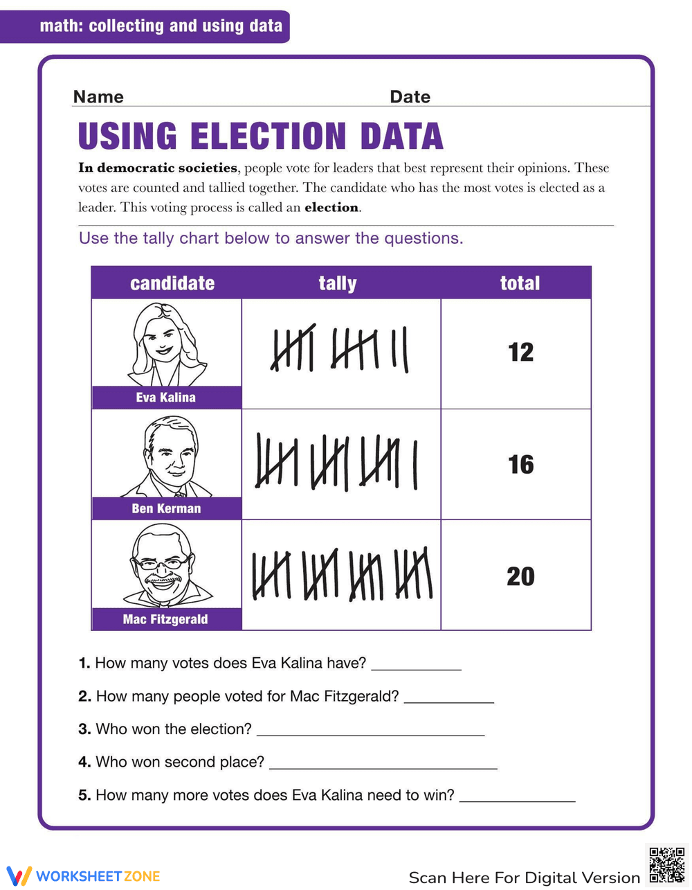 Election Graph Worksheet - Page 1
