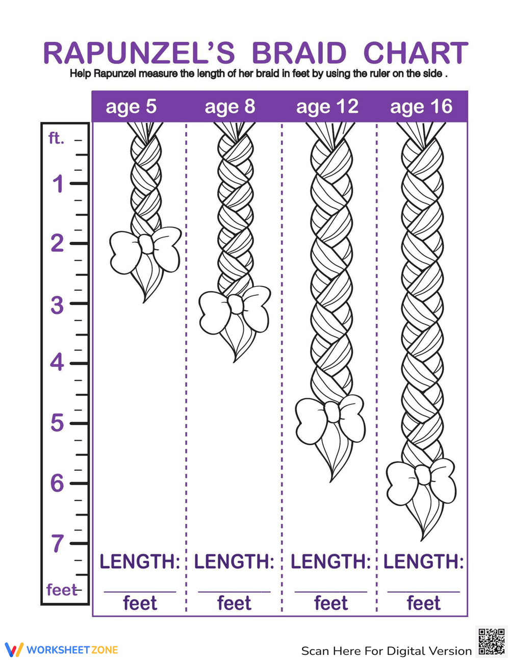 Rapunzel Braid Measurement Worksheet - Page 1