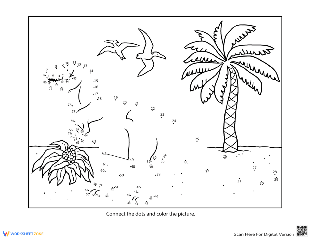 Draw Dot-to-Dot Animals Worksheet - Page 1