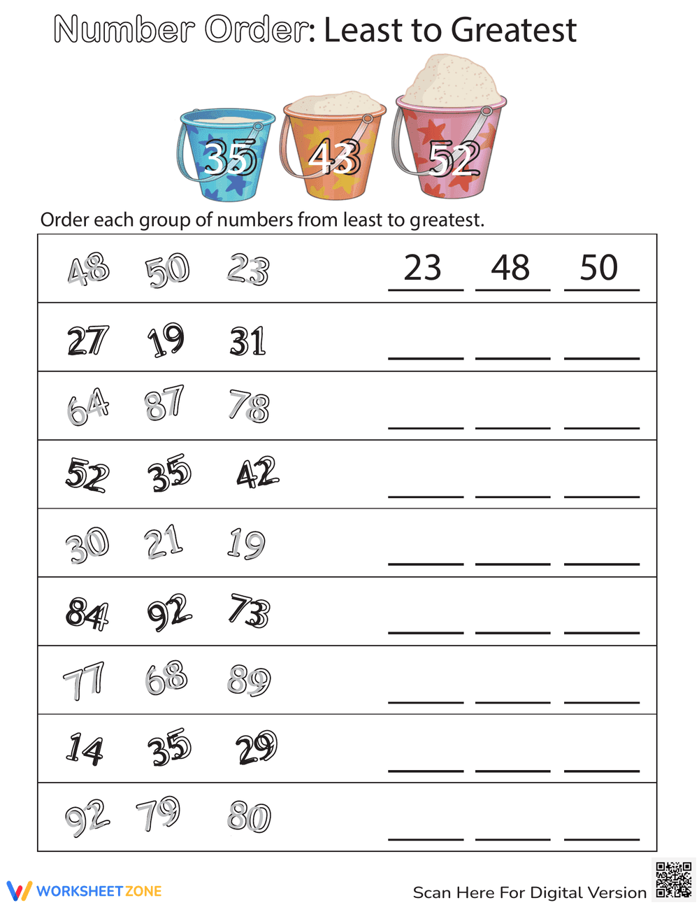 Number Order: Greatest to Least Worksheet - Page 1