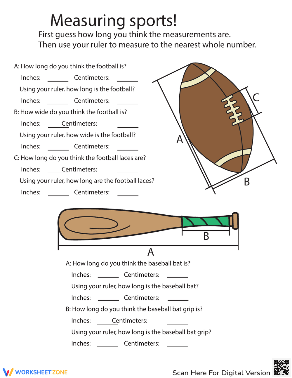 Estimating Length Worksheet - Page 1