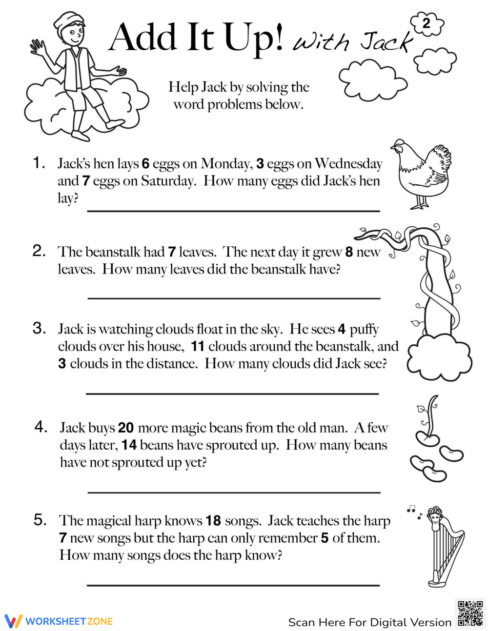Jack and the Beanstalk Math Worksheet - Page 1