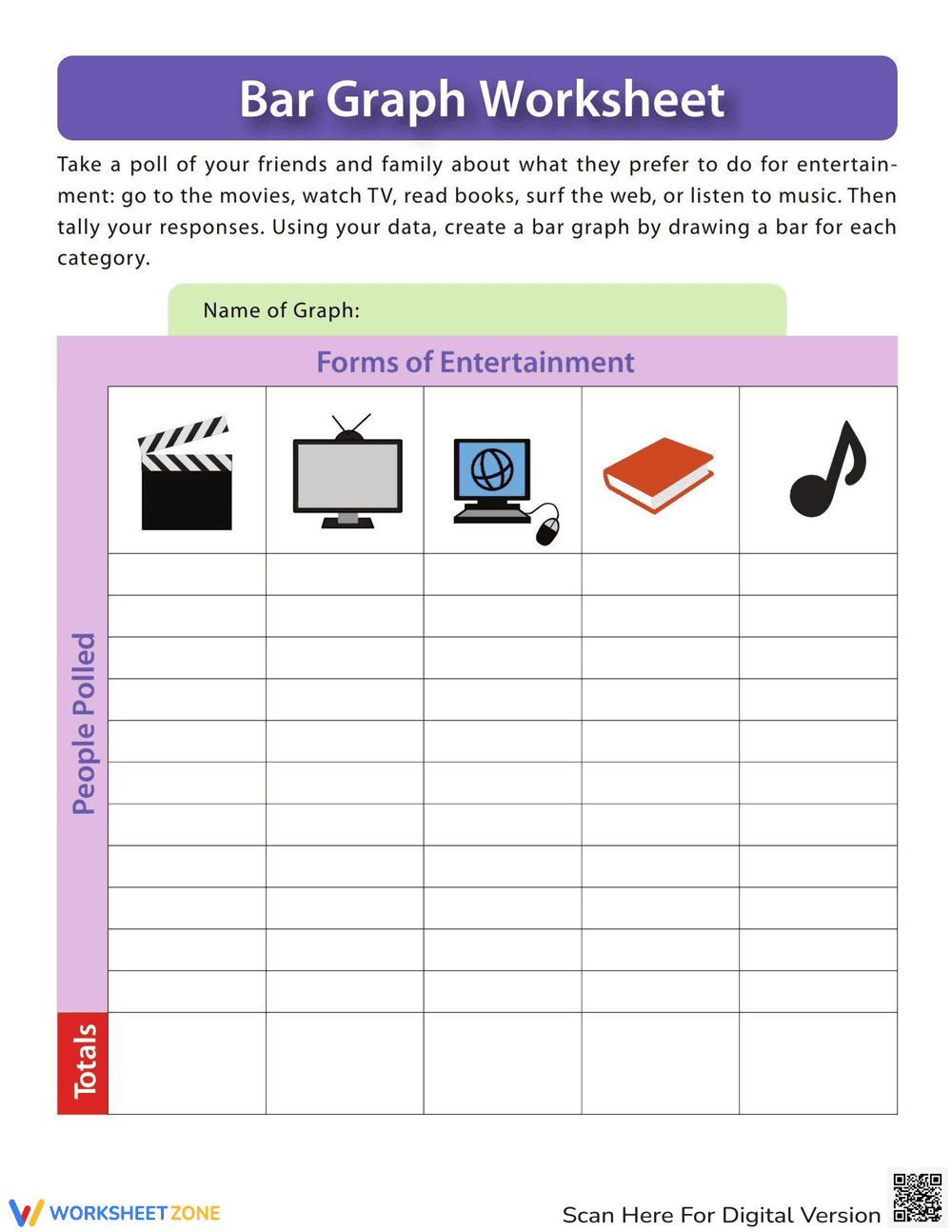 Forms of Entertainment Graph Worksheet - Page 1