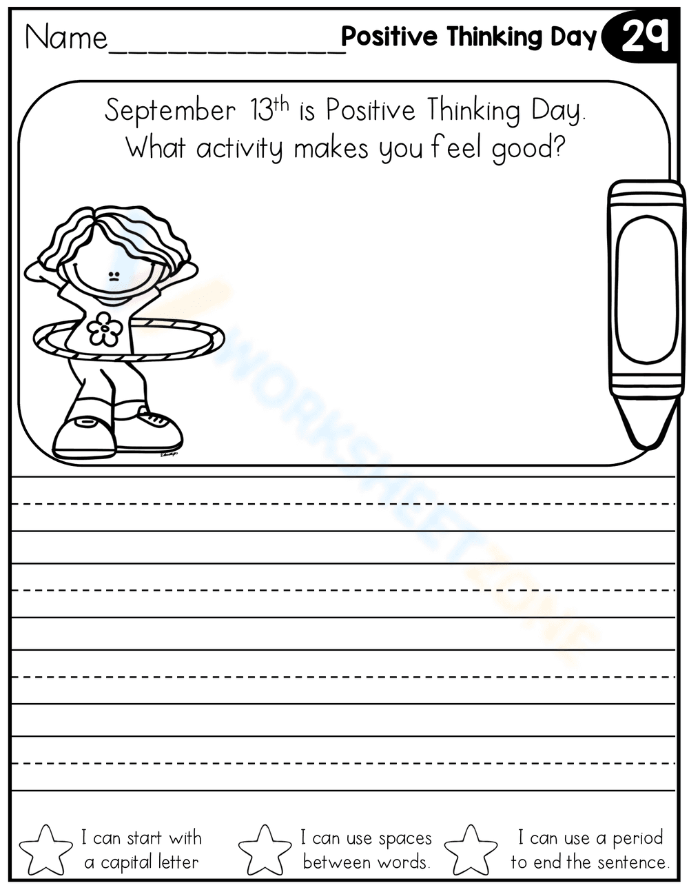 Writing Prompts Positive Thinking Day - Page 1