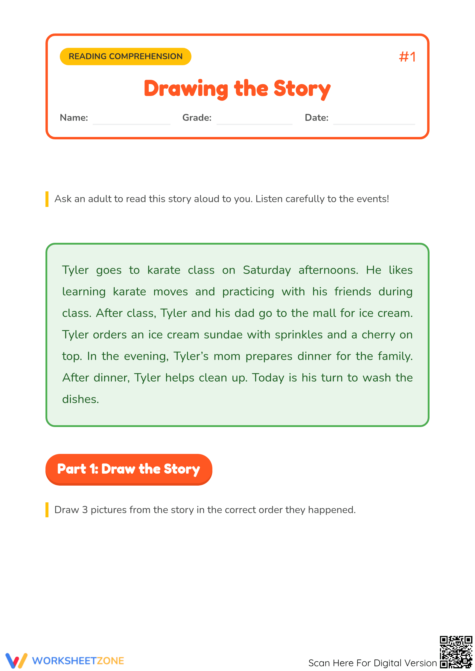 Story Sequencing: Tyler's Day - Page 1