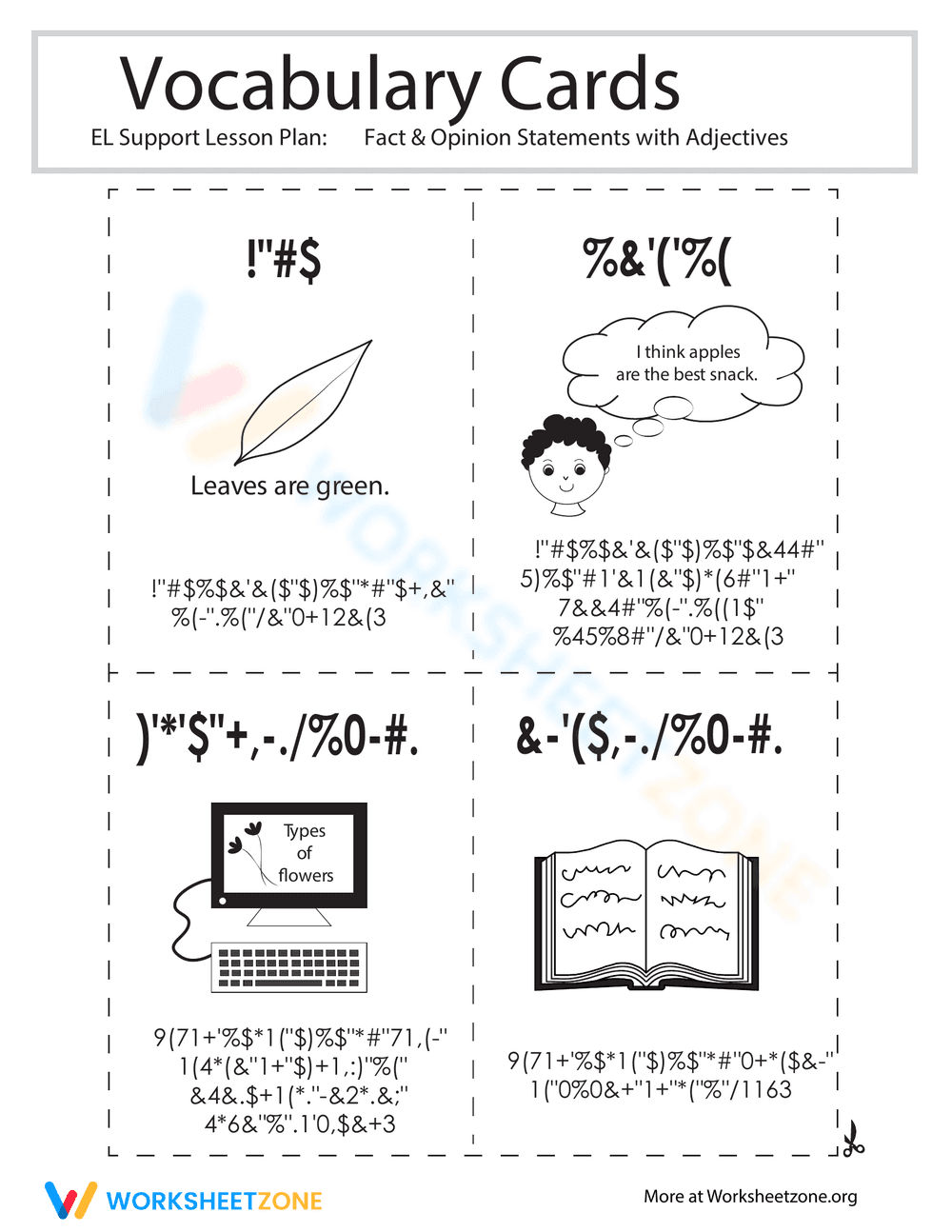 Vocabulary Cards: Fact and Opinion - Page 1