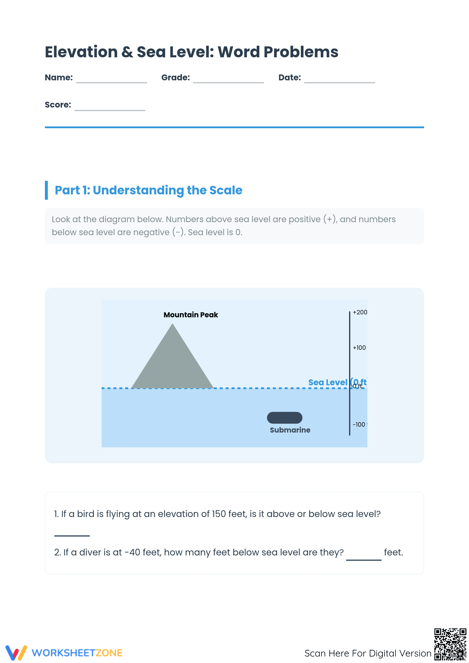 Complete Multi-Step Elevation Word Problems Worksheet - Page 1