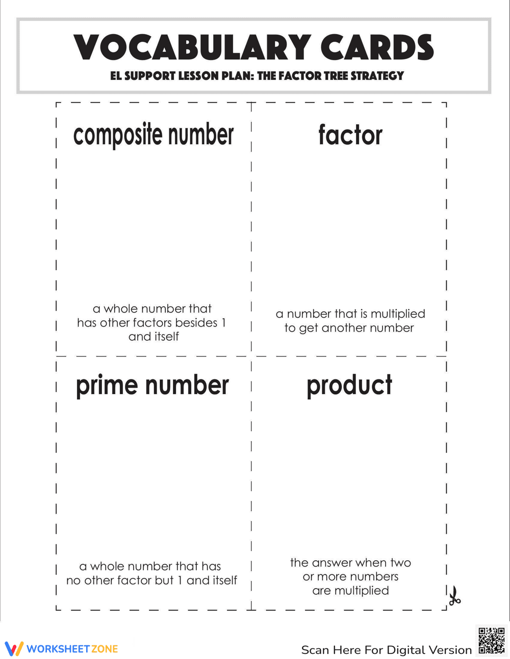 Vocabulary Cards: The Factor Tree Strategy - Page 1