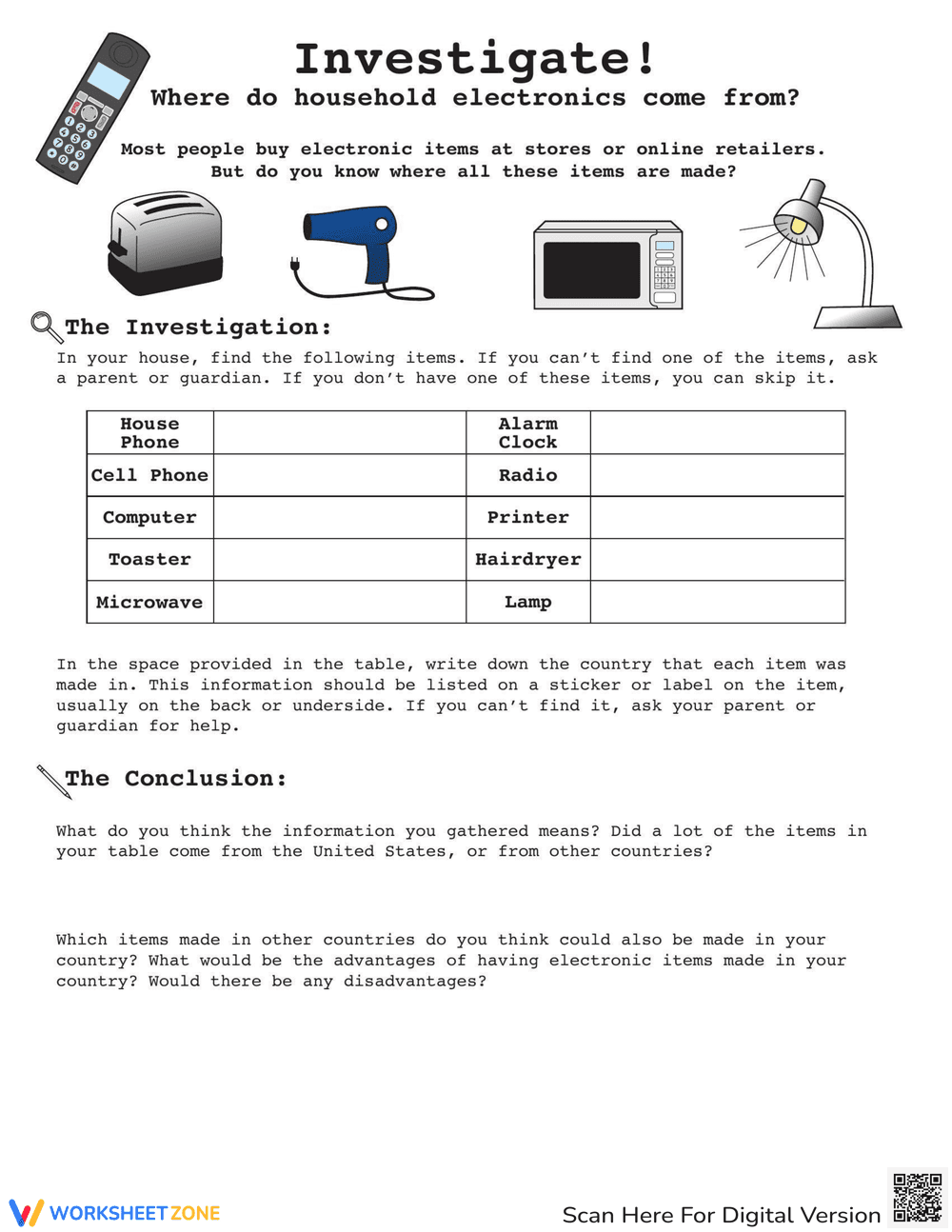 Intro to Research Electronics Worksheet - Page 1