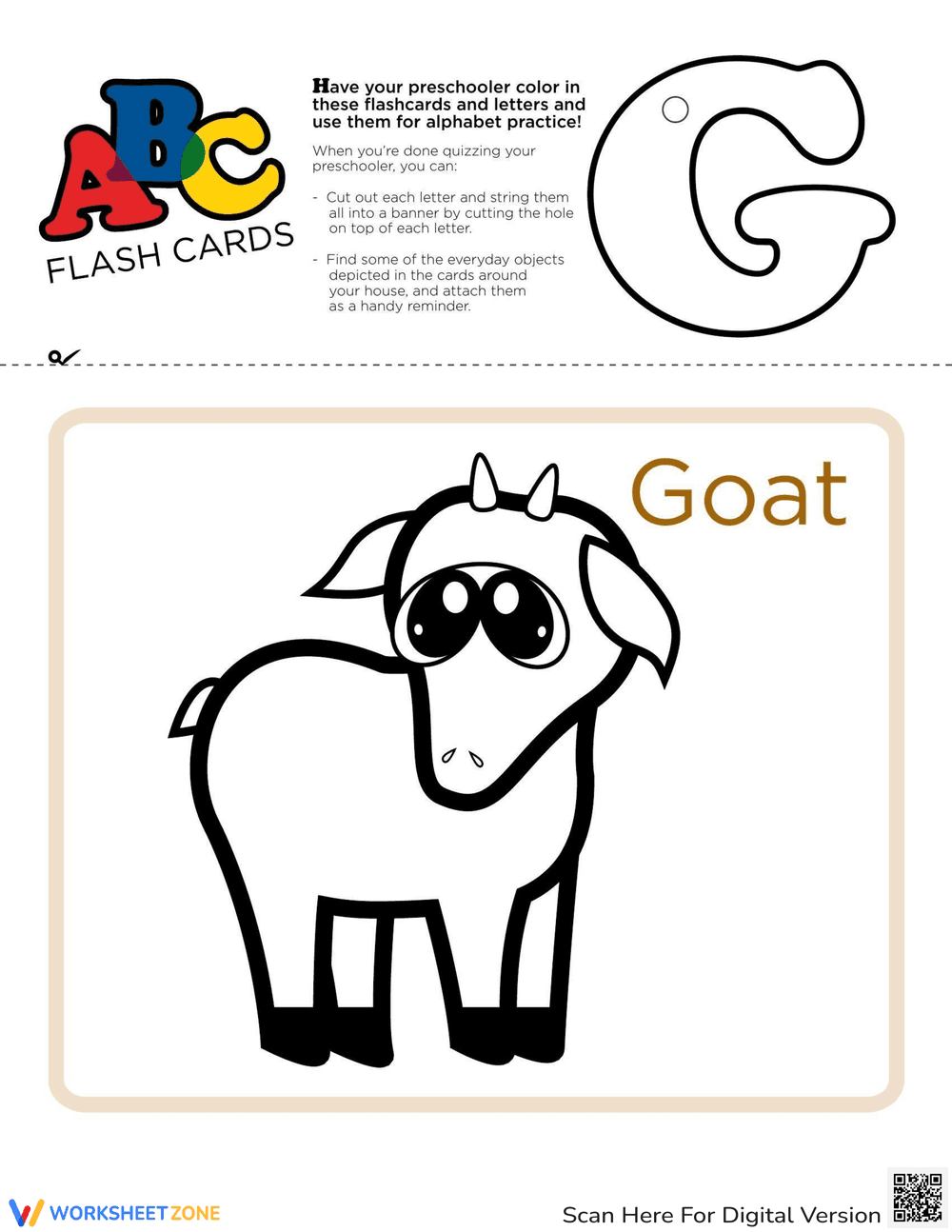 ABC Flashcards: Letter G Worksheet - Page 1