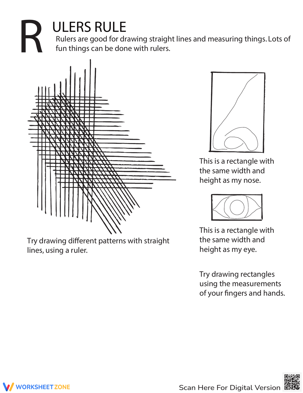 Drawing with a Ruler Skills Worksheet - Page 1