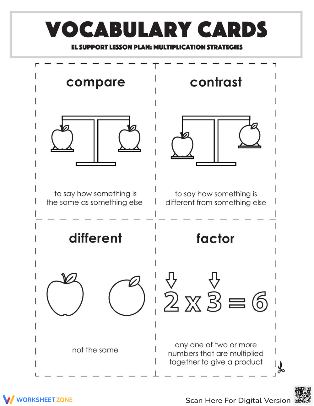 Vocabulary Cards: Multiplication Strategies - Page 1