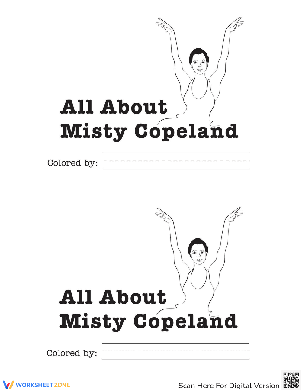 All About Misty Copeland Reading Worksheet - Page 1
