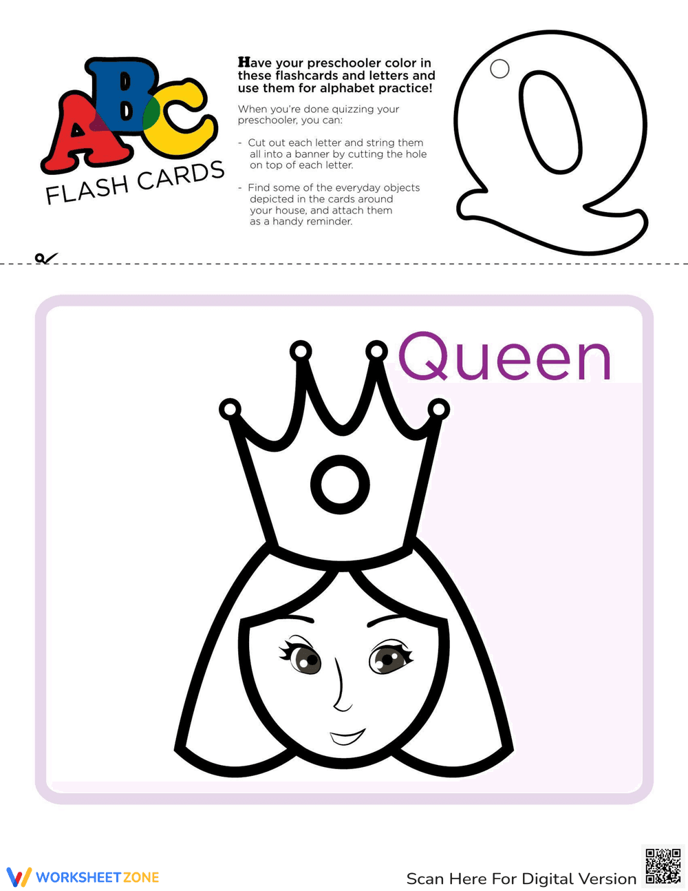 Letter Q Flash Card Activity - Page 1