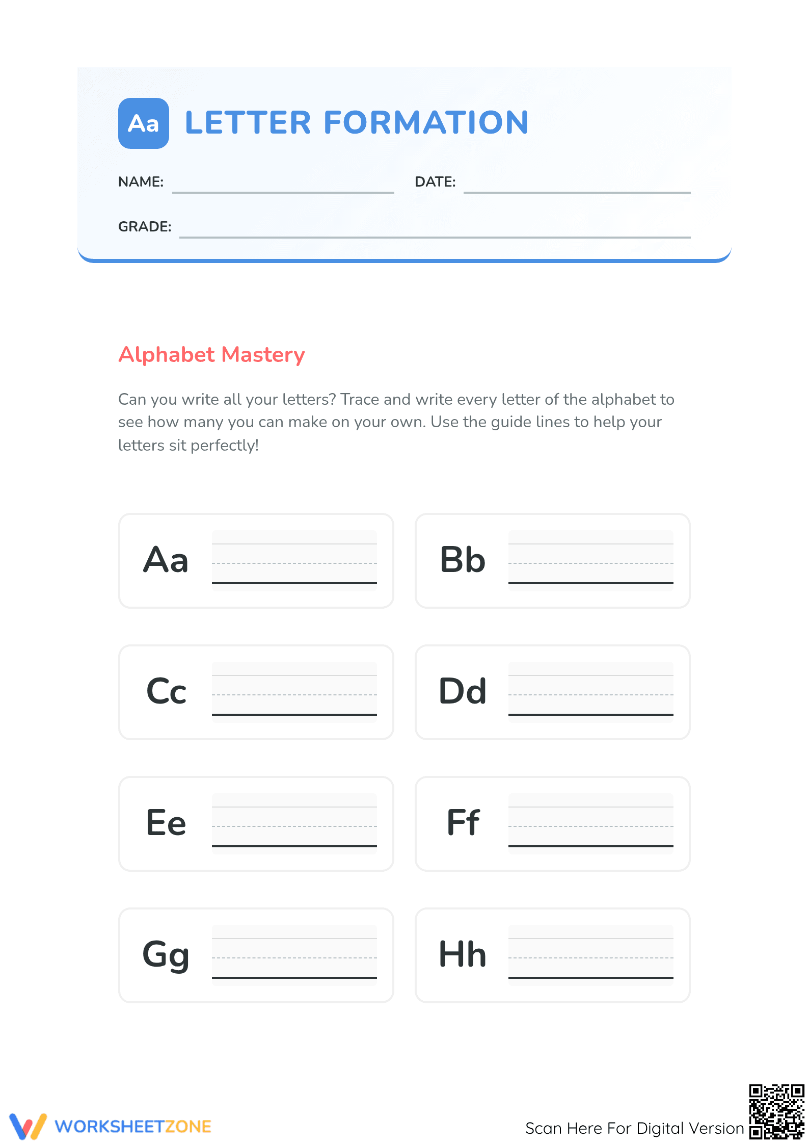 Essential Letter Formation Practice — Grade 1 Printable - Page 1
