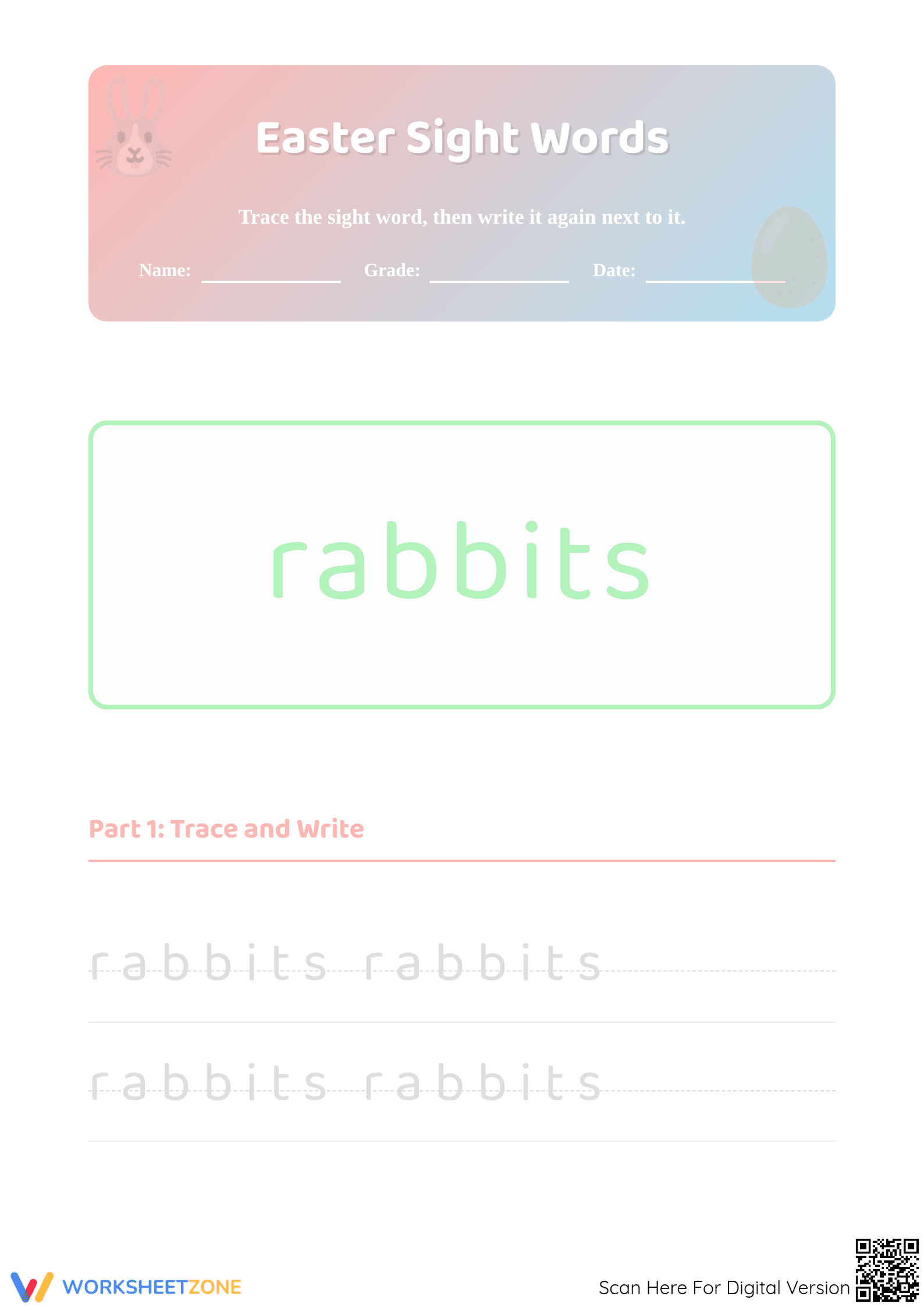 Easter Sight Words Practice | Printable Grade 2 ELA - Page 1