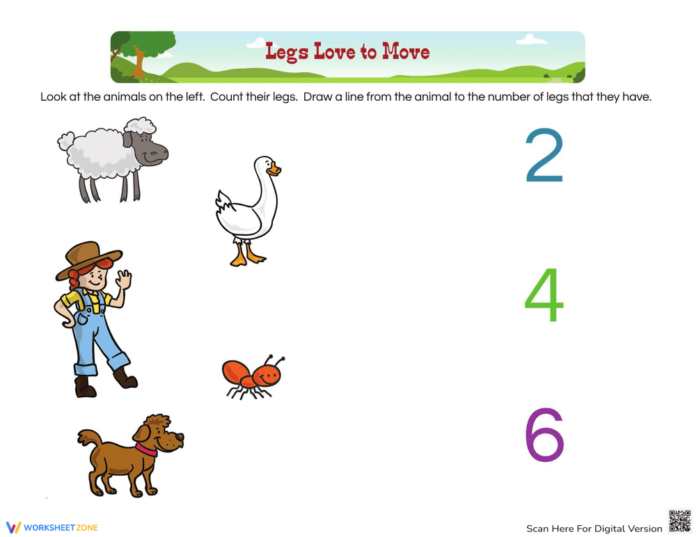 Counting How Many Legs Worksheet - Page 1