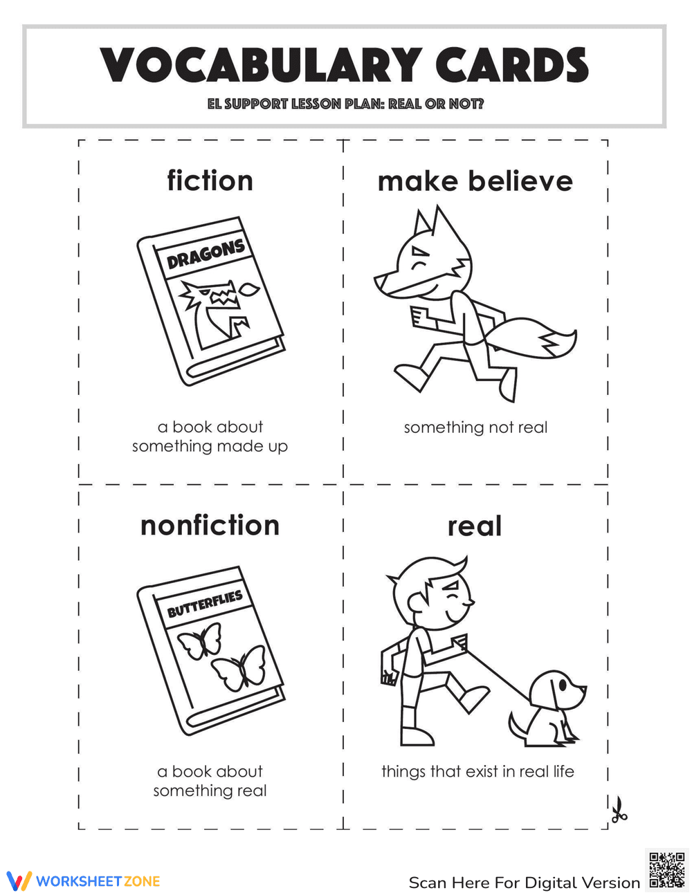 Vocabulary Cards: Real or Not? - Page 1