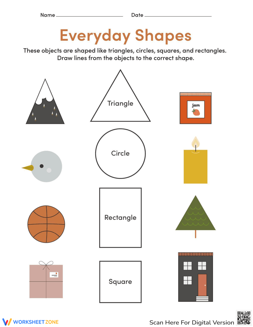 Everyday Shapes Worksheet - Page 1