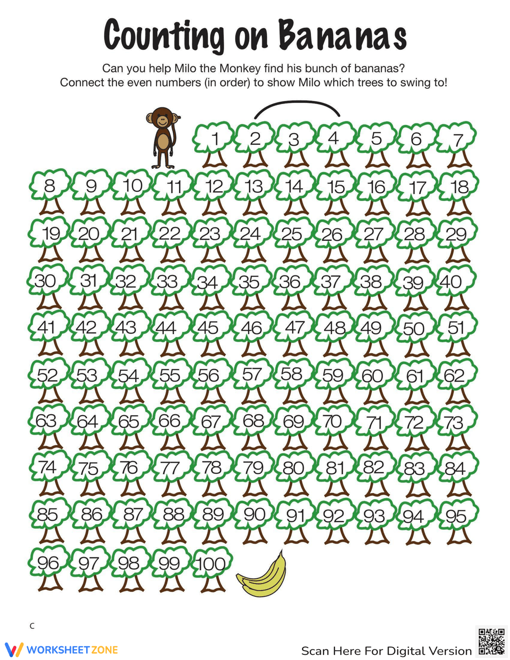 Counting Even Numbers Worksheet - Page 1