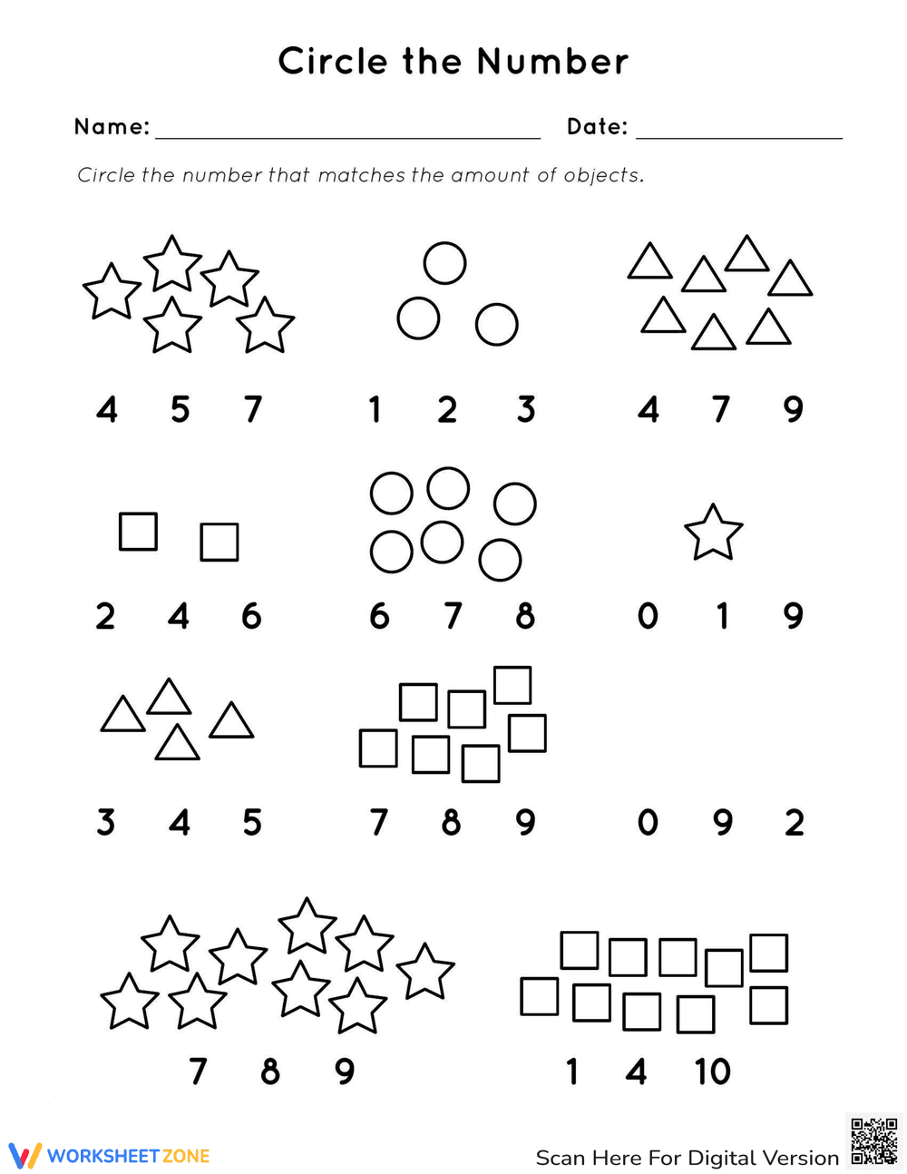 Circle the Number Worksheet - Page 1