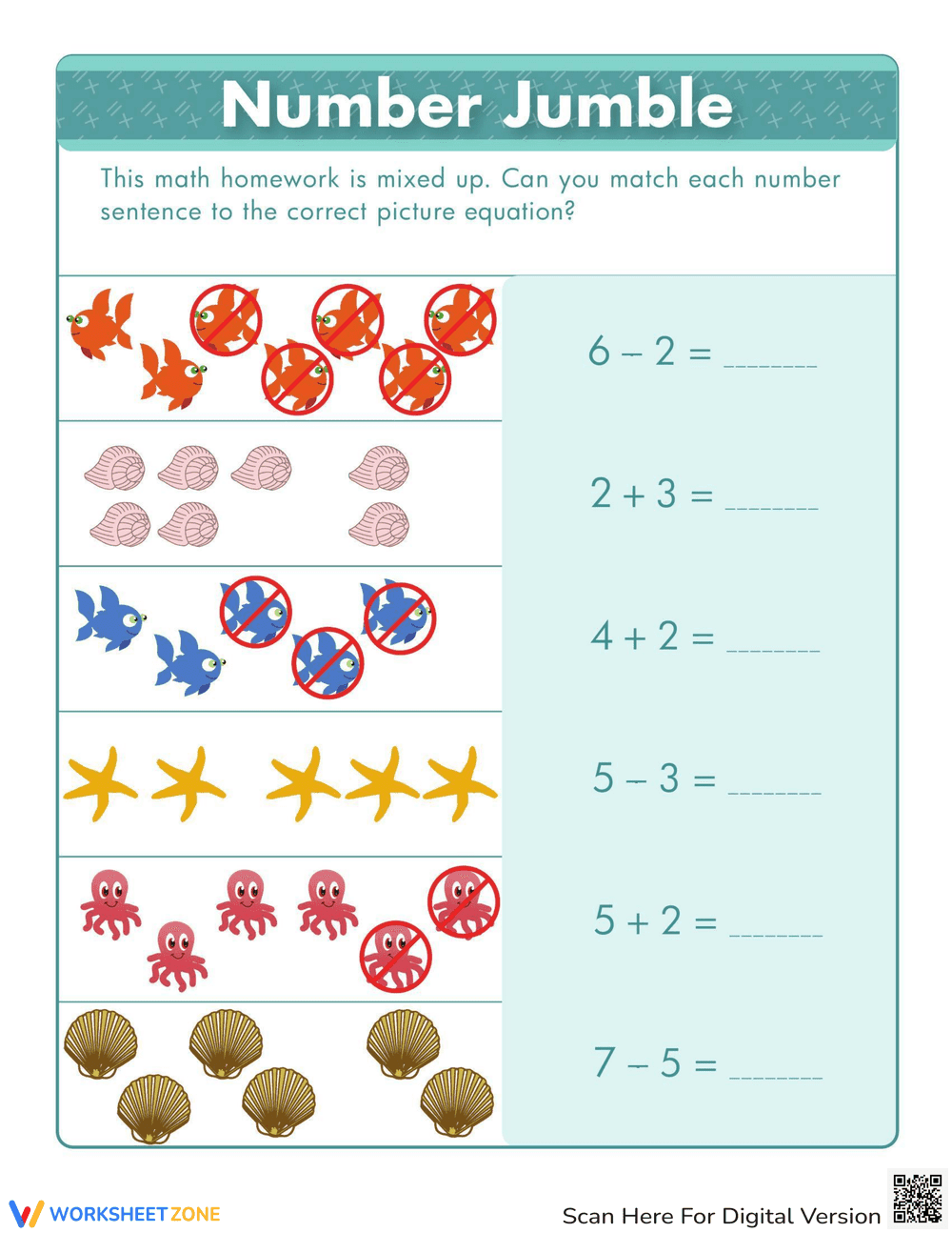 Solve the Number Jumble Worksheet - Page 1