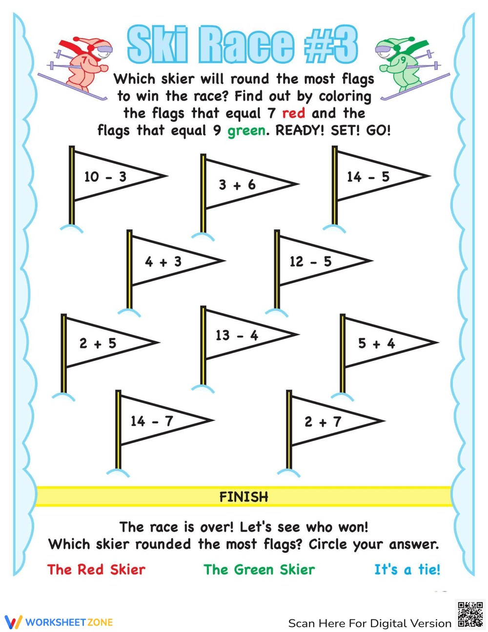 Engage in Ski Race Math Fun - Page 1