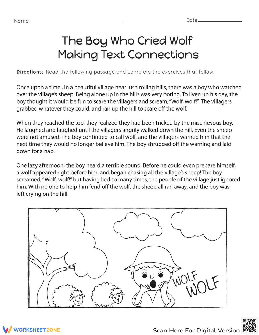 'The Boy Who Cried Wolf' Text Connections - Page 1